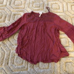 Knox Rose Boho Rose Shirt w/ Lace Accents